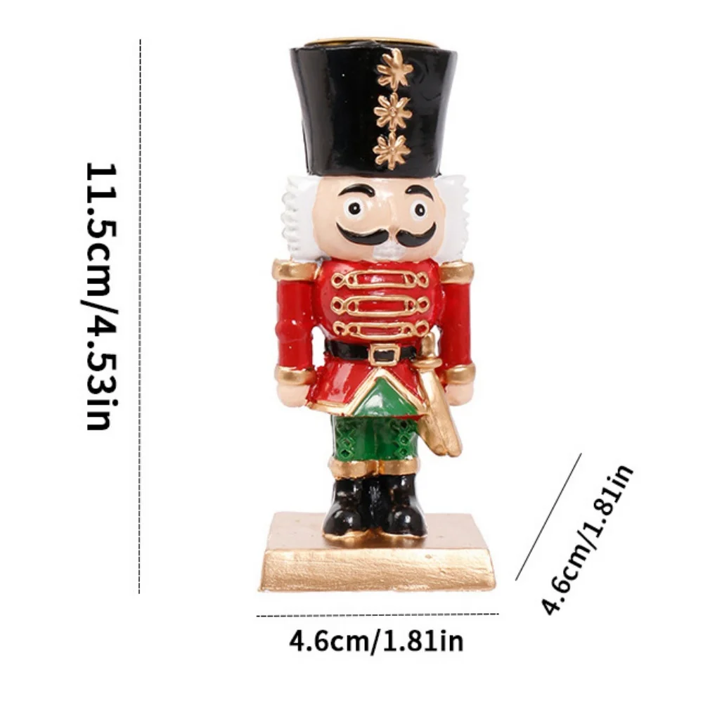 Novelty Christmas Santa Claus Nutcracker Figurines Candle Holder Decorations Indoor Xmas Nutcracker Tabletop Centerpieces Decor