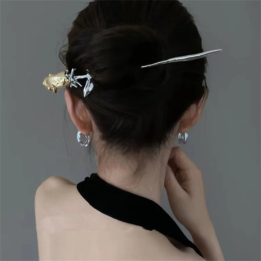 Fashion Butterfly Hair Sticks for Women Shell Hair Clip Pins Minimalist U Shape Girls Hairpins Hair Bun Maker Headwear