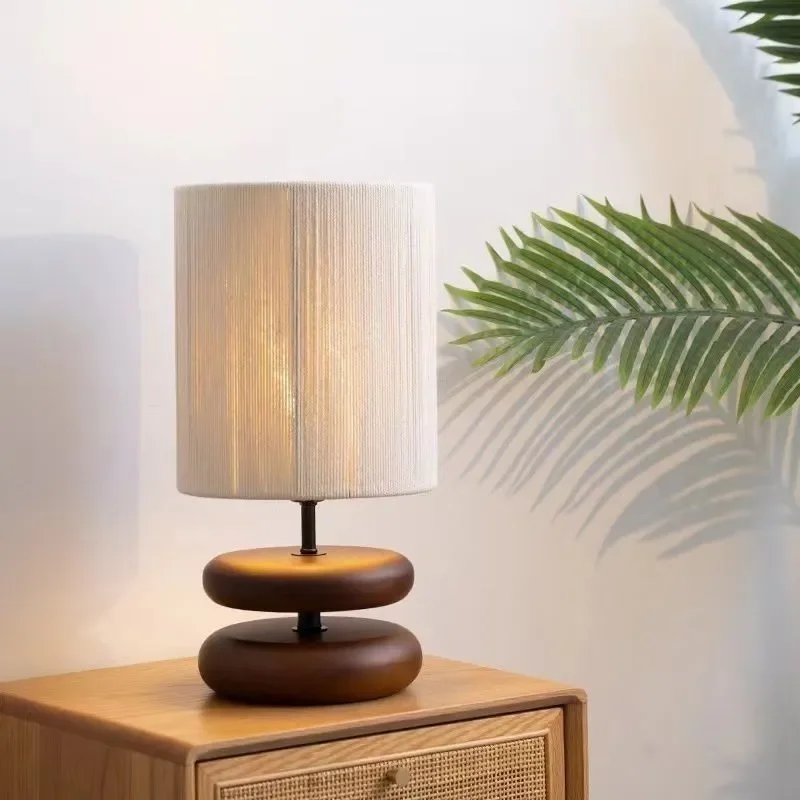 for Wabi Sand Wind Solid Wood Desk Lamp Designer Creative Walnut Color Living Room Study Bedroom Bedside Atmosphere Desk Lamp