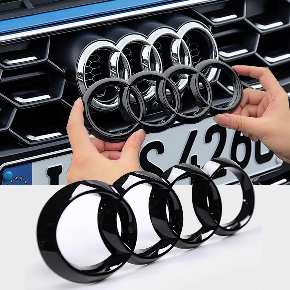 Car Logo Badge Car Front Grille Rear Trunk 4Ring Emblem stickers For Audi A1 A3 A4 A5 A6 A7 S3 S4 S5 S6 RS3 RS4 RS5 RS6 Q3 Q5 Q7