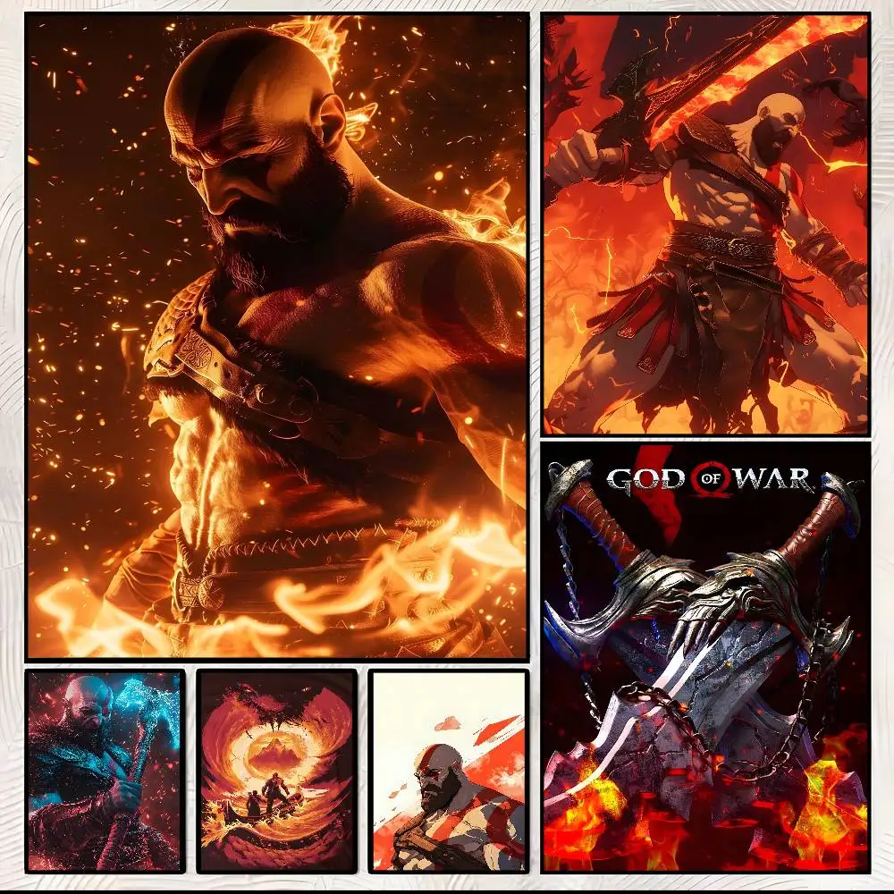 God of War Ragnarok inspiriertes klassisches Vintage-Poster, HD-Kunst, klebrige Wand, wasserdicht, für Zuhause, Wohnzimmer, Schlafzimmer, ästhetische Dekoration