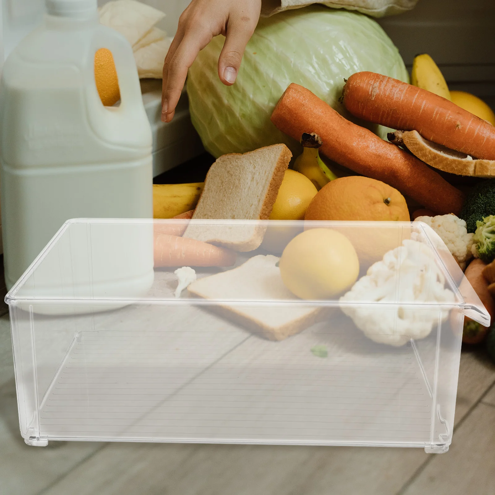 

Fresh Keep Box Stackable Food Storage Container For Fridge Vegetable Fruit Organizer Refrigerator Supply Kitchen Case