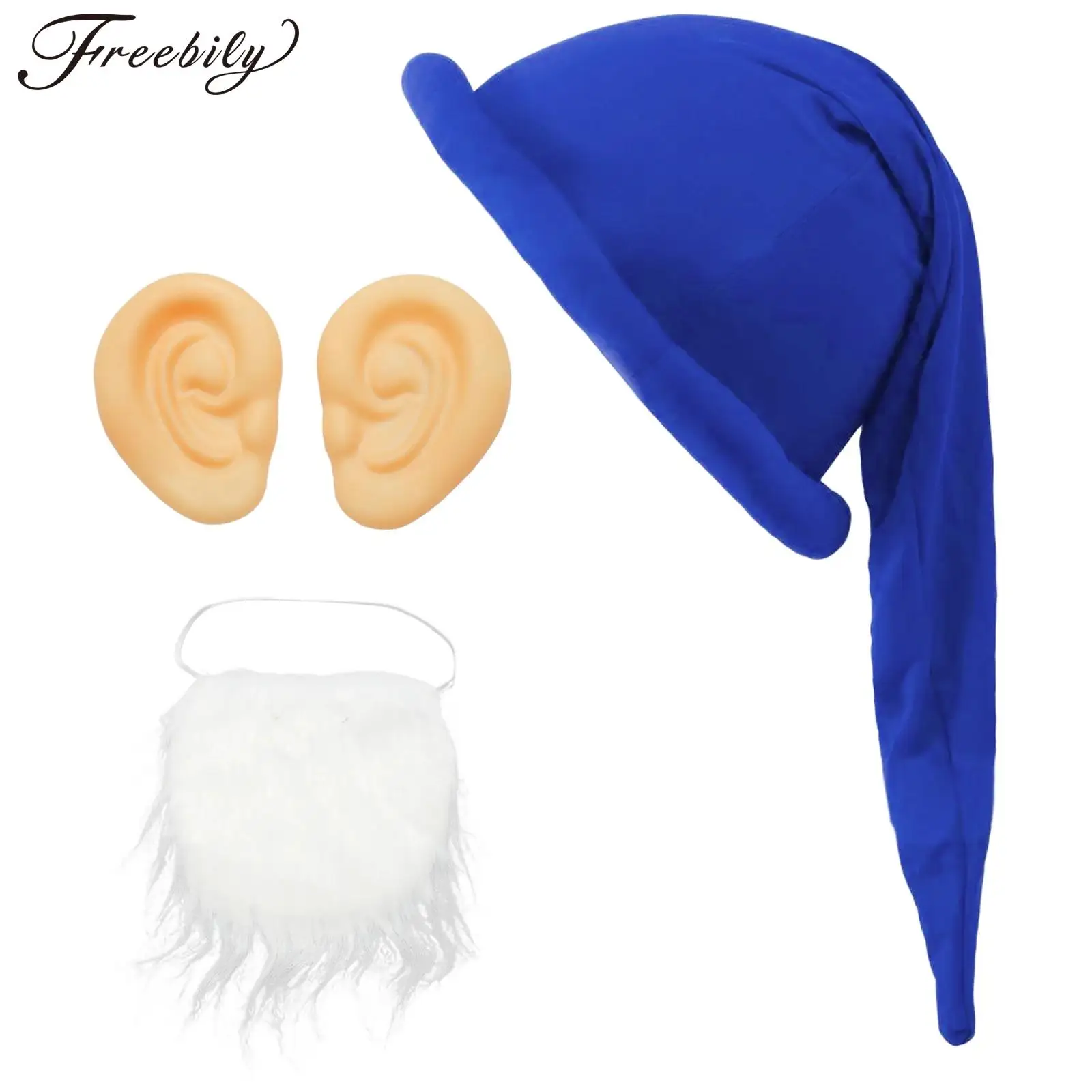 Halloween Navidad enano Gnomo elfo Cosplay disfraz Prop sombrero de ala acolchado con orejas barba blanca accesorio de ropa de fiesta de Navidad