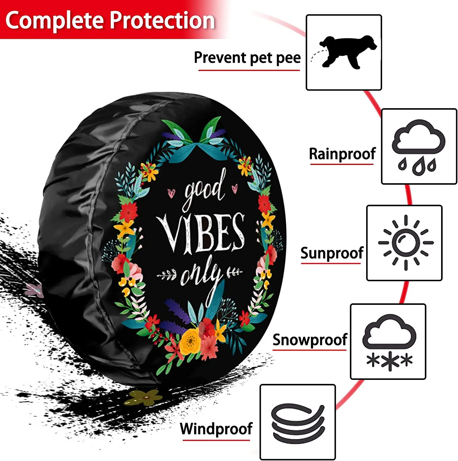 SuperKaKa Spare tire Cover for Women, Flower Pattern Camper Spare tire Cover tire Covers for rv,Trailer SUV Truck Travel Trailer