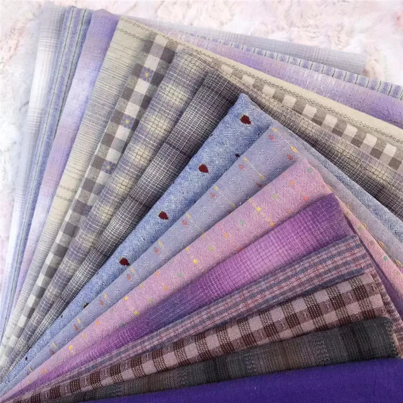 15pc23*33cm Japanese Yarn Dyed Cotton Fabric Patchwork Purse Bag Doll Quilting Craft Material Scrapbooking Sewing Cloth bundle