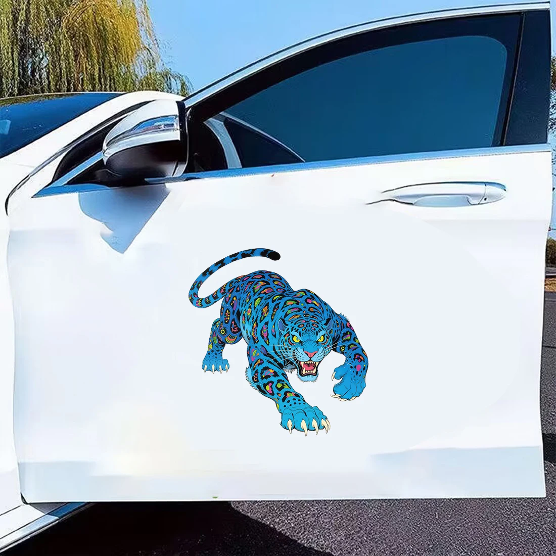 Three Ratels CD31 Blue Forest Cheetah Animal Wall Stickers for Home Decoration Personalized Car decals