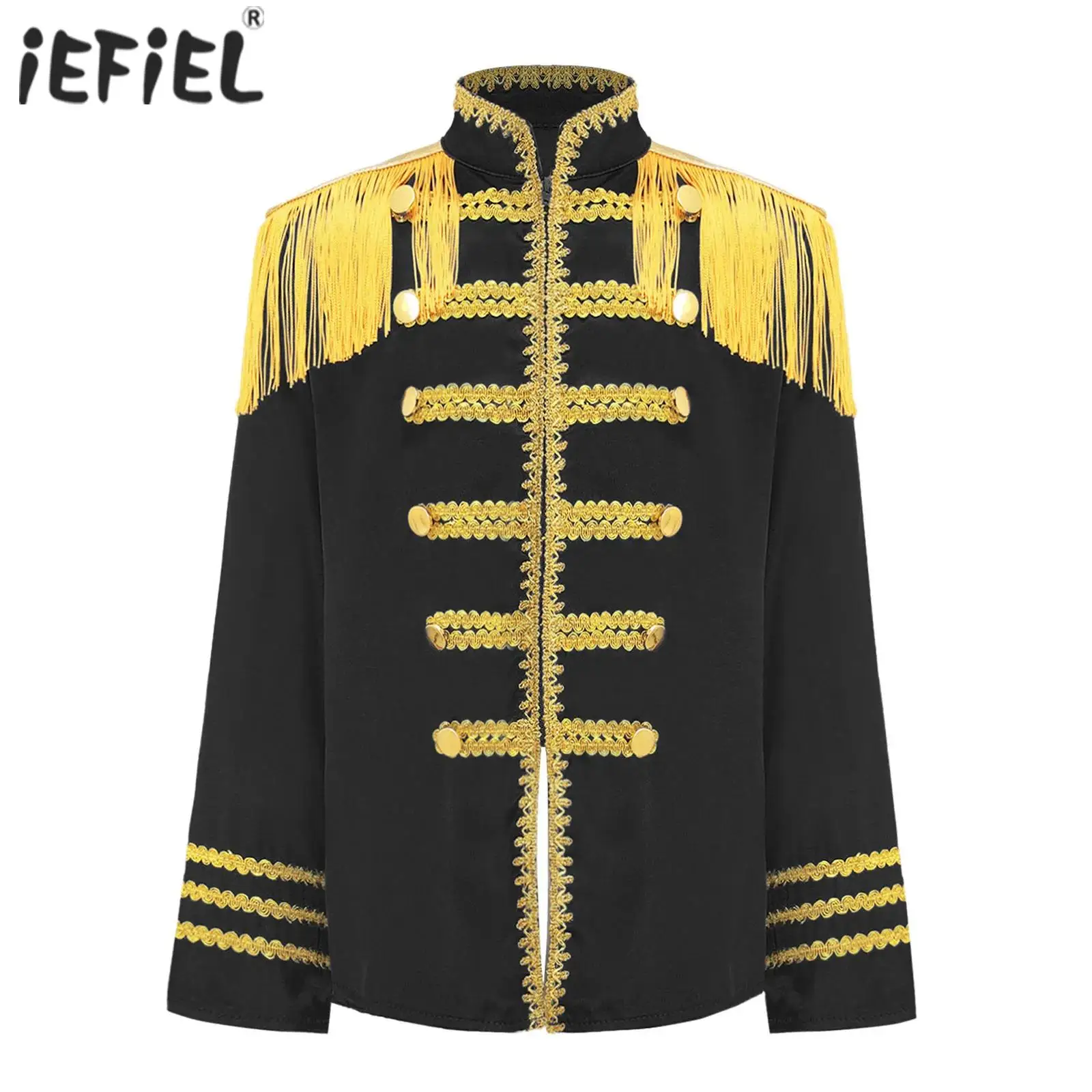 Kids 1960s Pop-star Rock Band Musician Tassel Jackets Retro Rock Singer Costume Marching Band Team Uniform Roleplay Shirt Tops