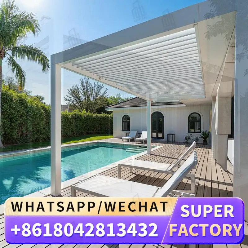 

3X3 3X4 4X4 6X4m Outdoor Waterproof Aluminium Bioclimatic Pergola Cover Louvered Patio Shelter for Garden Backyard Poolside perg