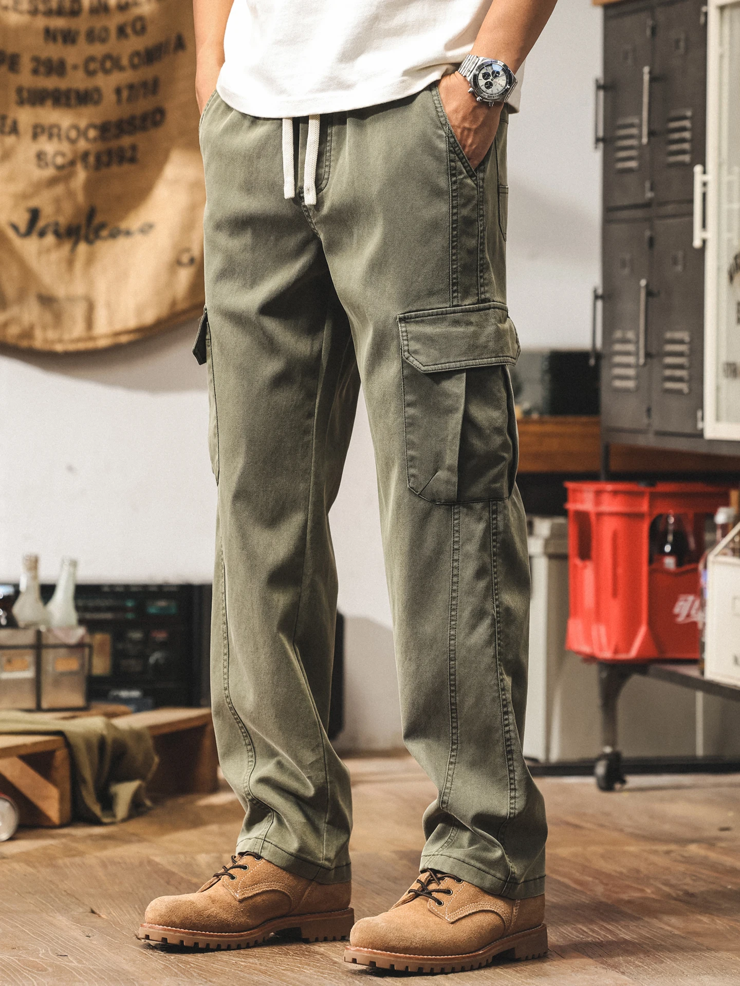 

Summer Men's Lycra Workwear Pants Draped Thin Straight Leg Loose Casual Faionable American Brand Breathable Long Tro...