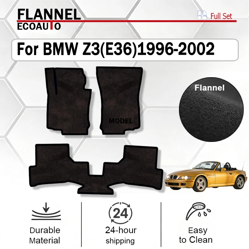

ECOAUTO Flannel "Car Floor Mats Carpet Rugs Compatible With BMW For Z3(E36)1996-2002 Anti-slip Flame retardant Stylish black
