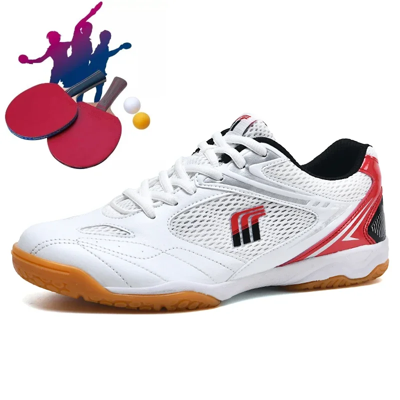 Professional Men\'s and Women\'s Table Tennis Shoes Indoor Anti Slip Badminton Shoes Blue Red Lightweight Tennis Shoes