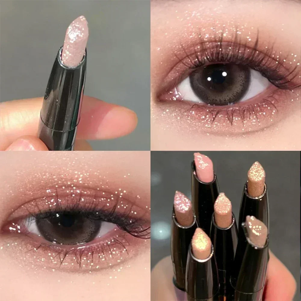 Bâton de fard à barrage nacré imperméable, longue durée, paillettes scintillantes, fard à barrage miroitant, doublure en ver à soie, outils de maquillage pour les yeux, crayon, 1 pièce