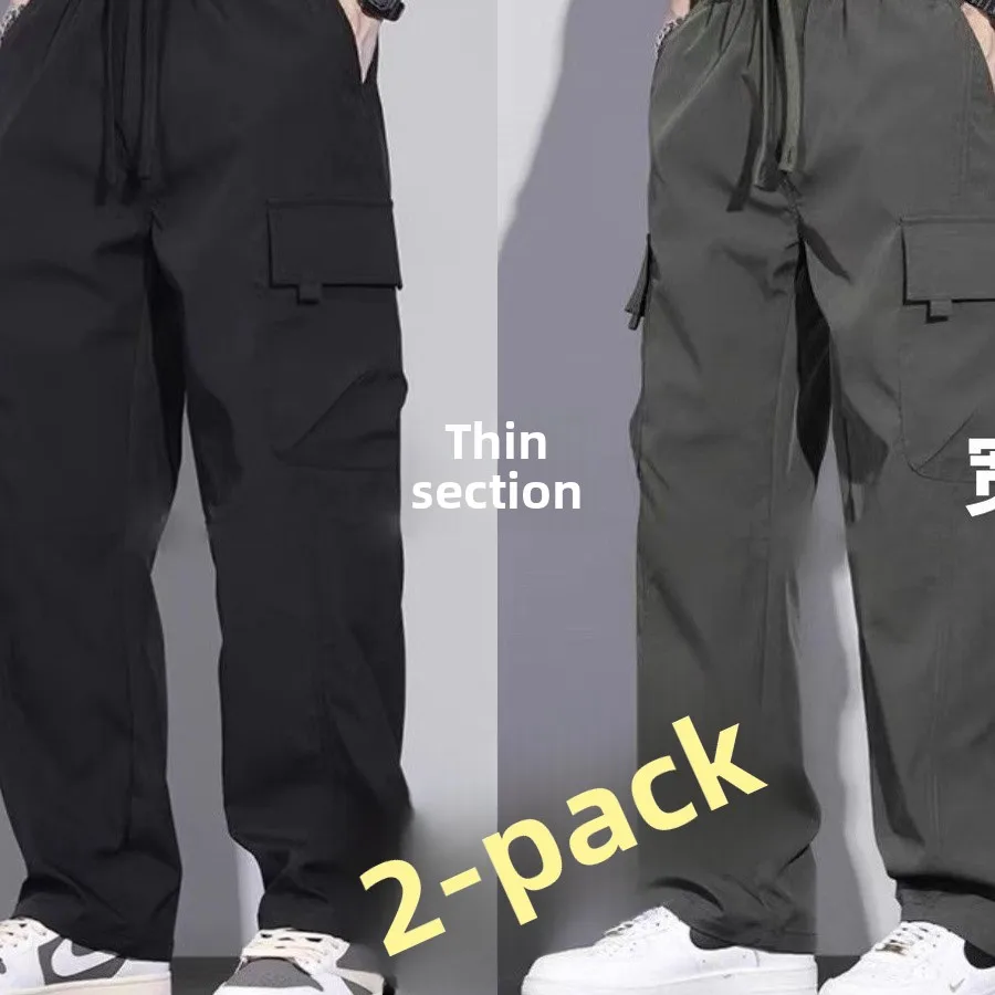 

2025 New American Retro Multi-ket Work Pants Men's Loose Thin Wear-Resistant Dir Long Pants Spring Autumn Casual Trousers