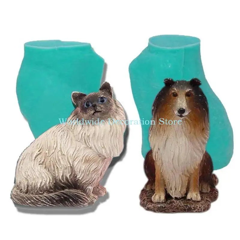 Q39B Dog for Cat Handmade Silicone Mold Plaster Soap Fondant Mould