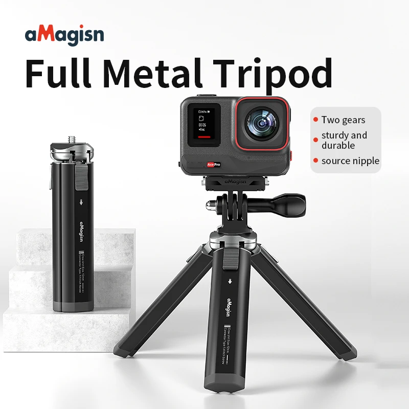 

For Insta360 Ace Pro /Action 4 Metal Tripod 1/4" Screw Connector Sports Camera Accessories Practical And Durable Easy To Use