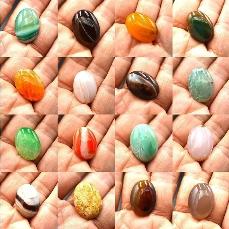 FLTMRH 18x25mm Oval Red Agates Beads Cabochon Flatback Dome Undrilled Natural Stone Beads For DIY Pandandt Earring Ring Jewelr