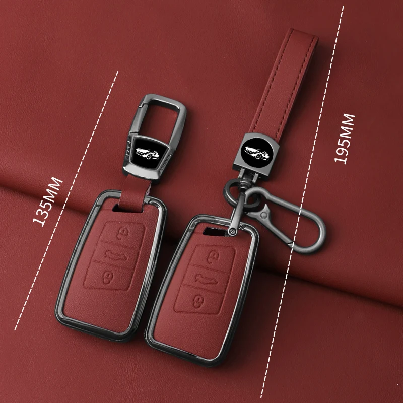 Alloy Leather Car Remote Key Case Cover Protect Shell For VW Volkseagen Passat B8 CC Arteon Magotan GTE Car Keychain Accessories