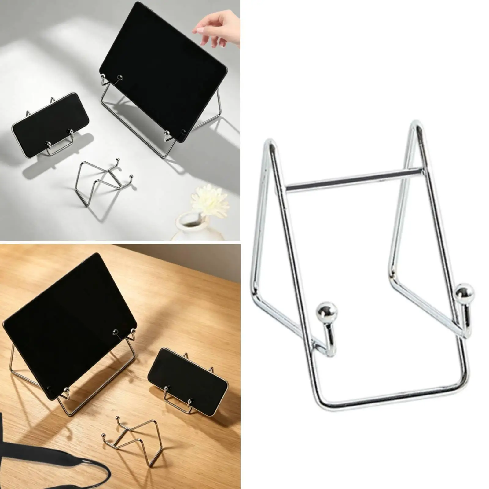 Iron Display Stand Sturdy Smartphone Holder Metal Frame Holder Picture Frame Stand for Art Collection Desk Living Room Kitchen