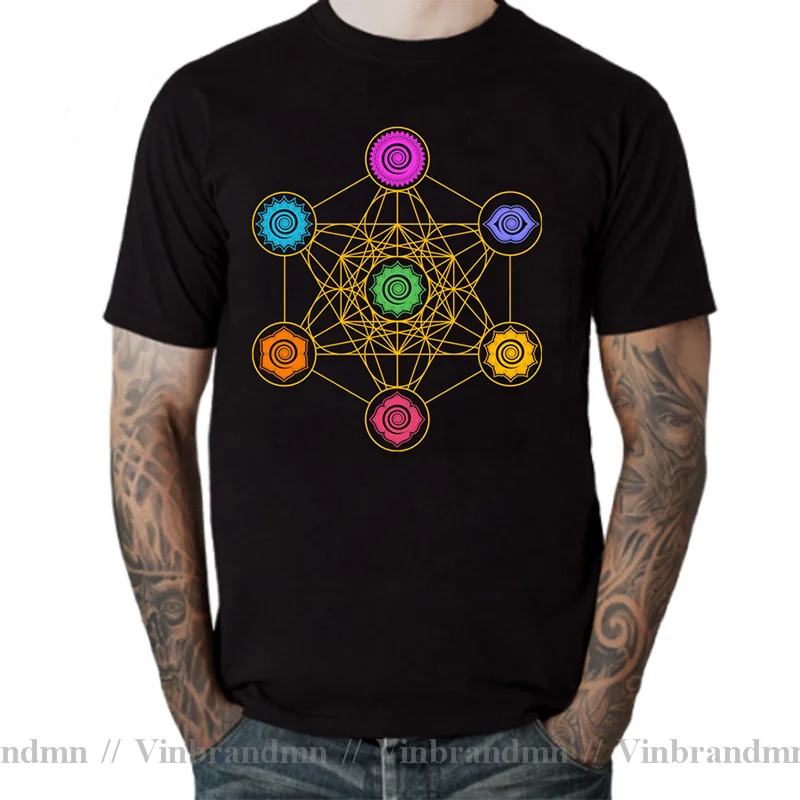 Gold Limited Edtion Sacred Geometry Magic Mandala Metatrons Cube Flower Of Life T Shirt Man Men's T-Shirt Tops Tees TShirt