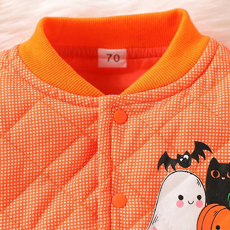 2024 Autumn Winter Newborn Girls Clothes Halloween Cartoon Cute Pumpkin Warm Thick Outerwear Baby Tops Jacket Toddler Coat BC406