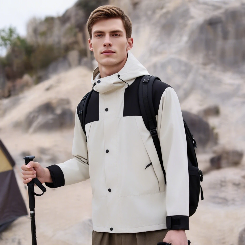 

Американская уличная ветровка с капюшоном и цветными блоками, осень 202, мужская и женская водонепроницаемая тонкая куртка с длинными рукавами, повседневная одежда