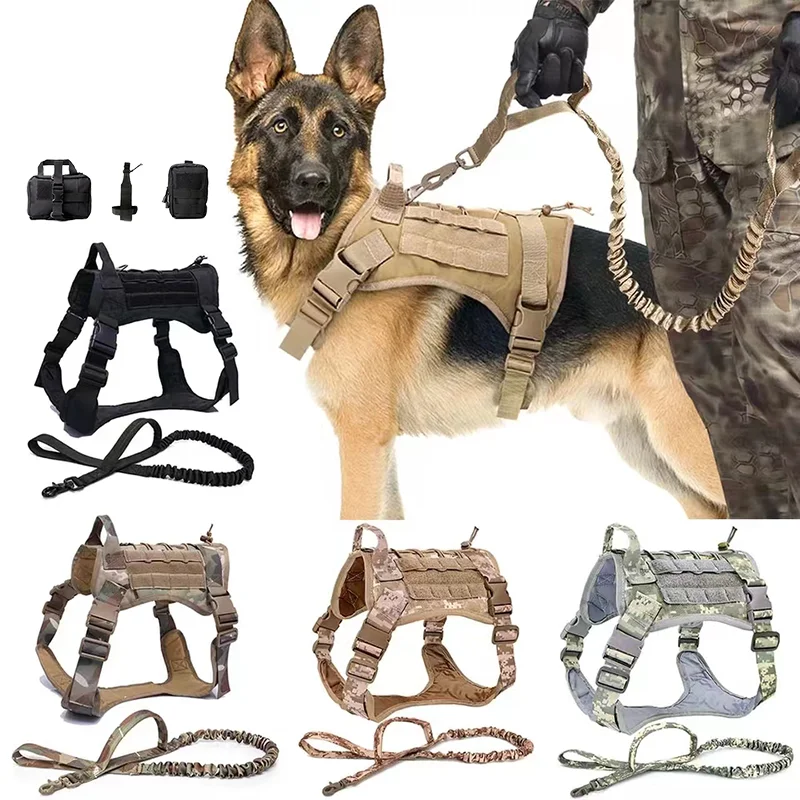 

Military Tactical Dog Harness K9 German Shepherd Outdoor Training Vest Dog Harnes And Leash Set For Medium Large Dogs accessorie