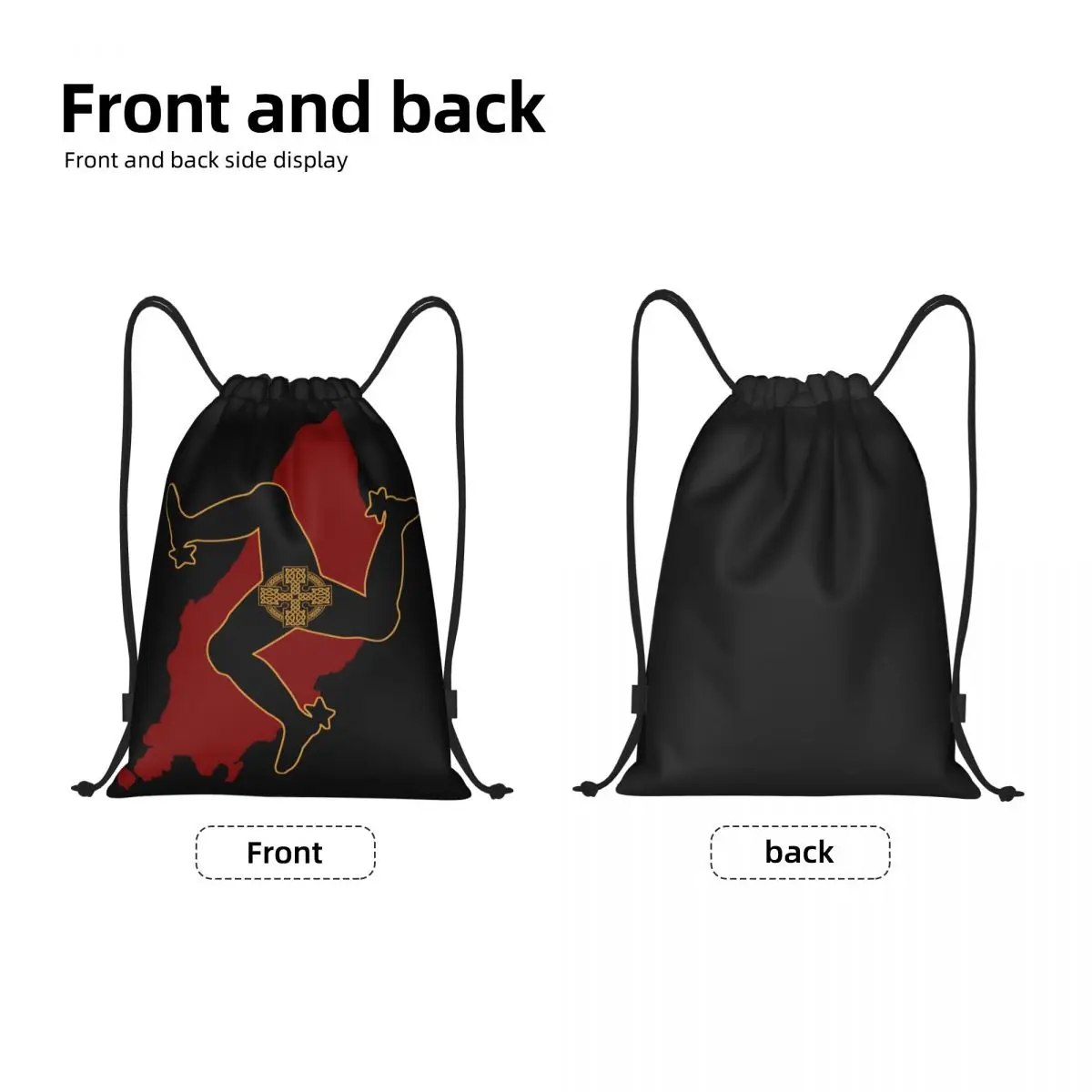 Isle Of Man Flag borsa con coulisse donna uomo pieghevole palestra sport Sackpack Motor TT Racing Training Storage zaini