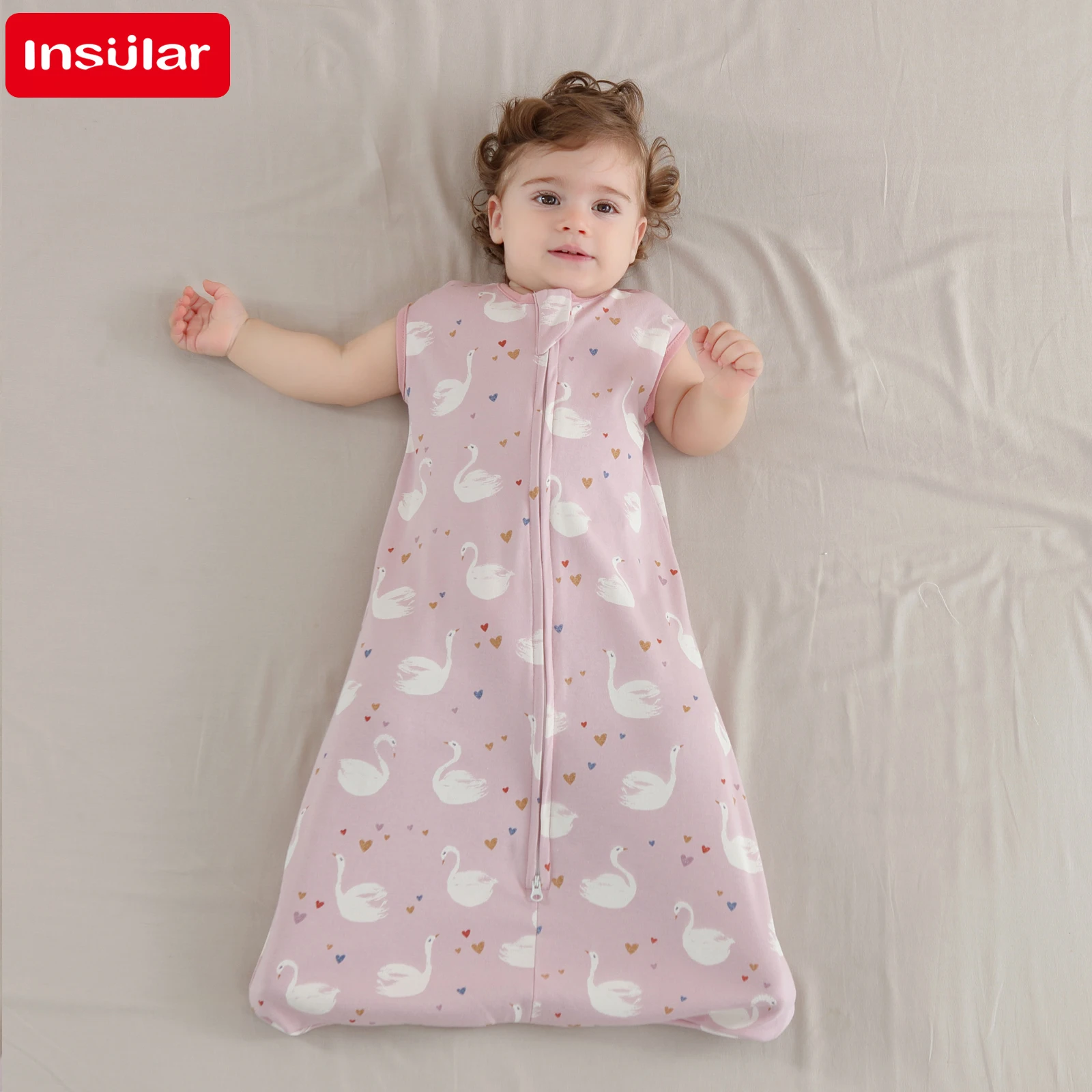 INSULAR Baby Sleeping Bags Sleeveless Infant Cotton Vest Newborn Thin Breathable Pajamas Anti-Kicking Cocoon Envelope SleepSacks