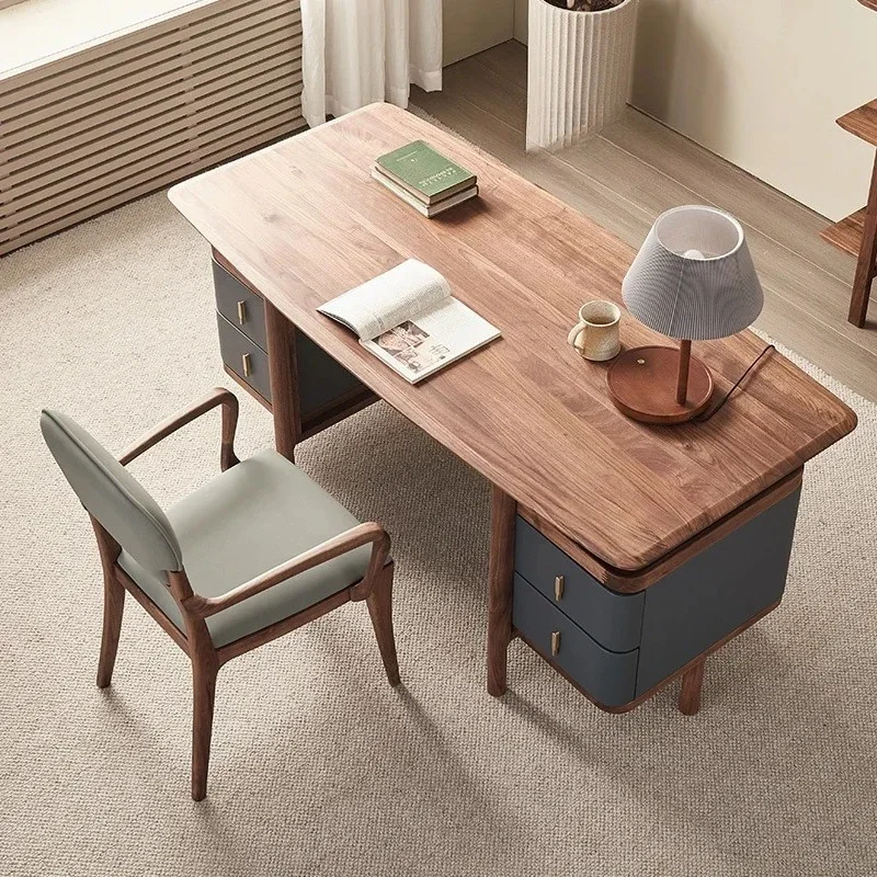 

Стол из цельного дерева в европейском стиле в стиле ретро, итальянский минималистичный учебный стол, современный легкий роскошный домашний письменный стол