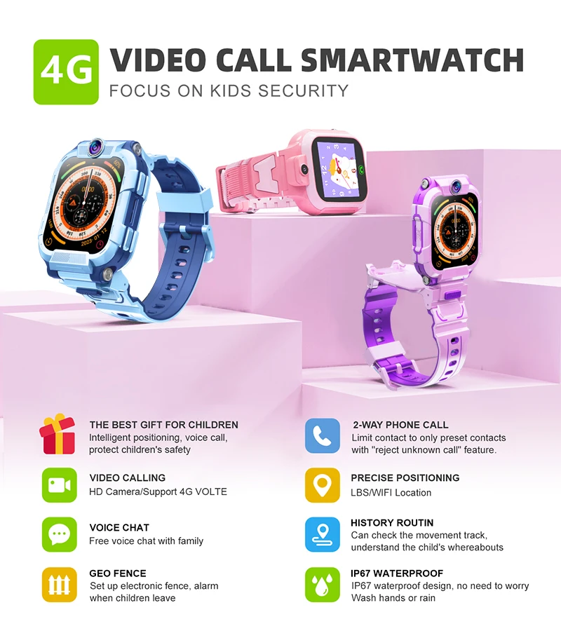 Kids 4G Smart Watch SOS GPS Location Video Call Sim Card For Children SmartWatch Camera Waterproof Watch For Boys Girls Relojes