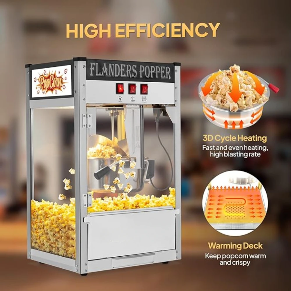 Popcorn Machine w/ 10 Ounce Kettle Makes Up to 4 Gallons Countertop Popcorn Maker Commercial Popcorn Machine