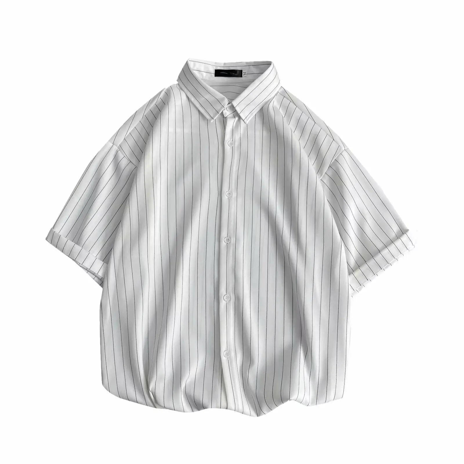 Japanese Vintage Vertical Stripe Half Sleeve Shirt Men's Summer Couple Fashion Versatile Oversize Shirt