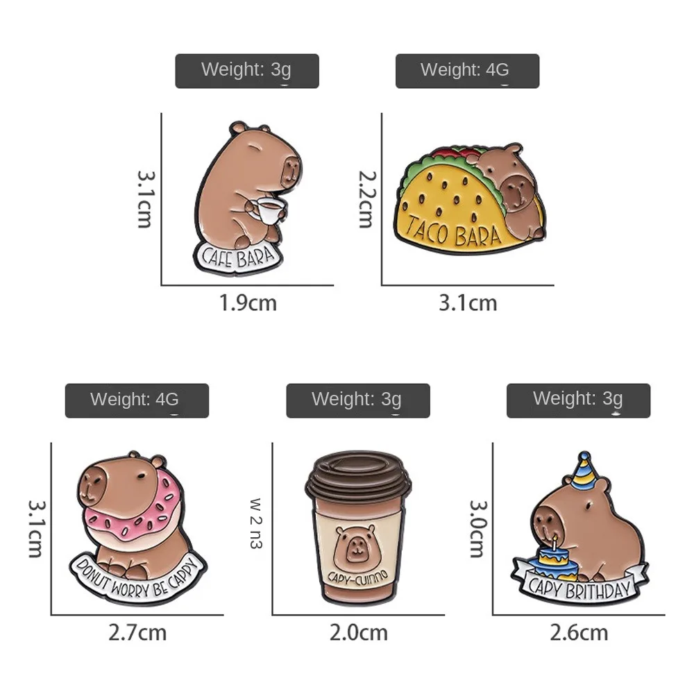 Coffee Capybara Brooch Kid Gift Metal Taco Cartoon Pin Brooch Cartoon Cute Capybara Alloy Badge Backpack Accessories