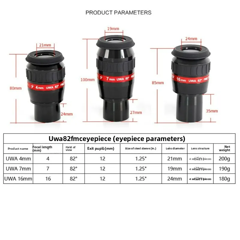 

Окуляр Angeleyes UWA82 с высоким увеличением, шириной 1,25 дюйма ° Аксессуары для астрономических телескопов: Металлическая многослойная зеленая пленка 4/7/16 мм