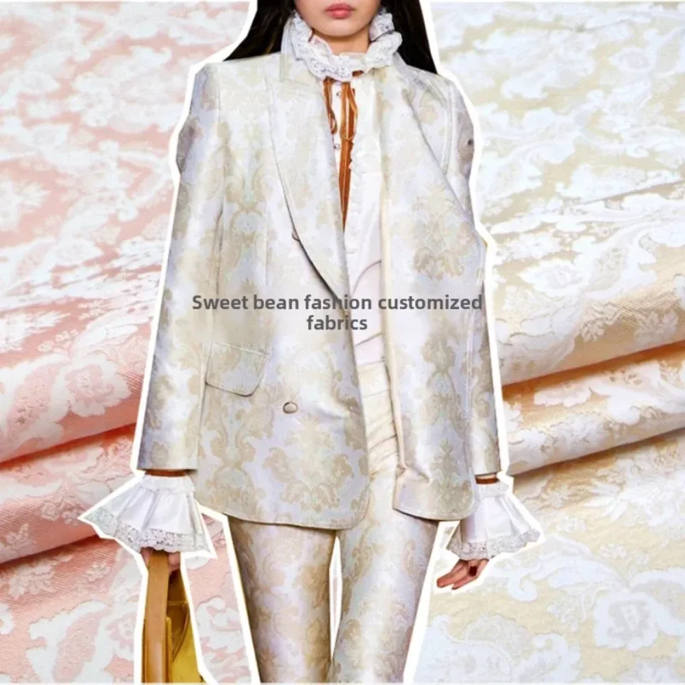 Yarn-dyed Brocade Jacquard Vintage Embossed Blazer Dress Suit European Brand Fashion Design Sewing Wholesale Cloth by the Meter