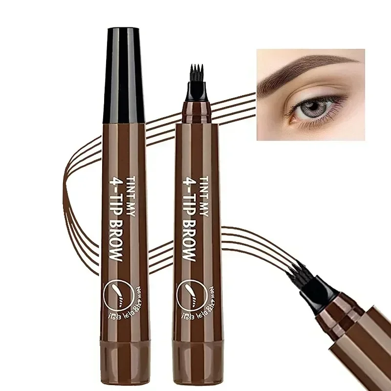 4 Points Eyebrow Pen Eyebrow Tattoo Pen Microblading Eyebrows Pen Waterproof Liquid Eyebrow Pencil Long Lasting Cosmetics 5Color