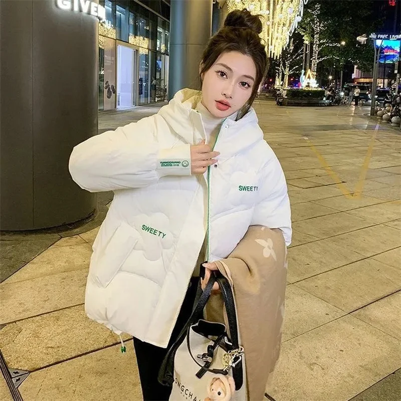 2024 New Winter Jacket Women Puffer Warm Parkas Long Sleeve Female Casual Down Cotton Padded Jacket Short Hooded Outwear Ladies