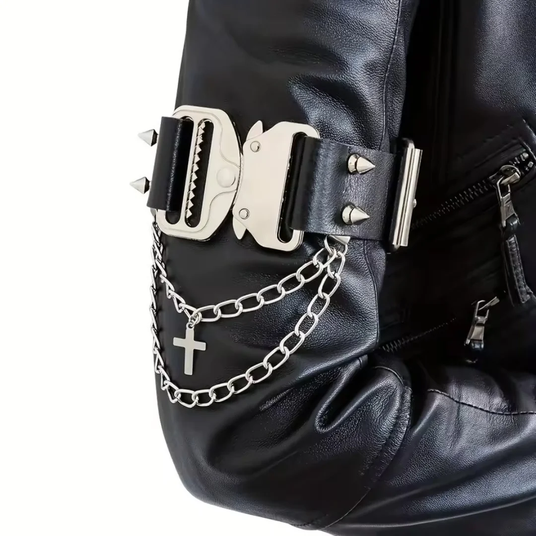 

Мужской ремень в стиле хип-хоп, готическая манжета из искусственной кожи с декоративными кисточками для Рождества, Хэллоуина, карнавала, вечеринки, модный ремень