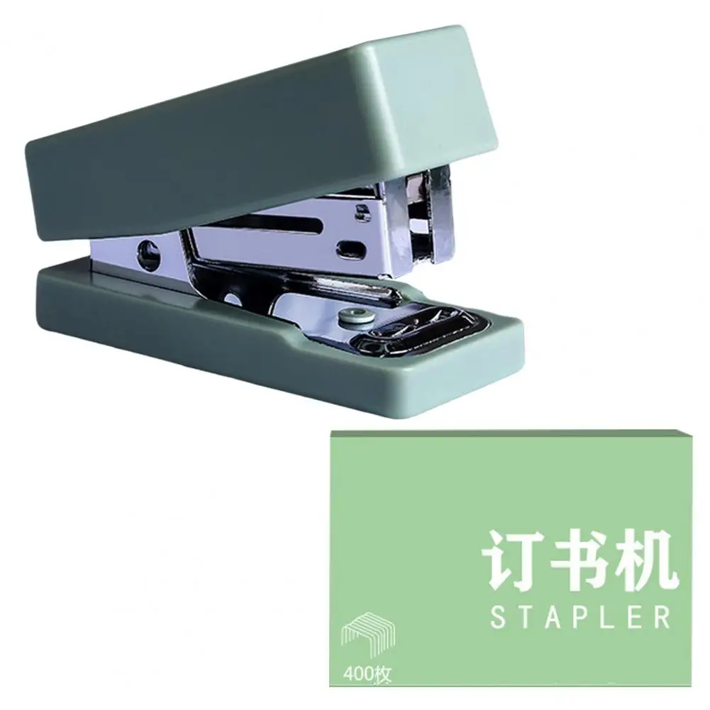 1 Set Excellent Mini Stapler PP Material Handheld Stapler with 400 Manual Astronaut Dinosaur Stapler Sheet Organizer