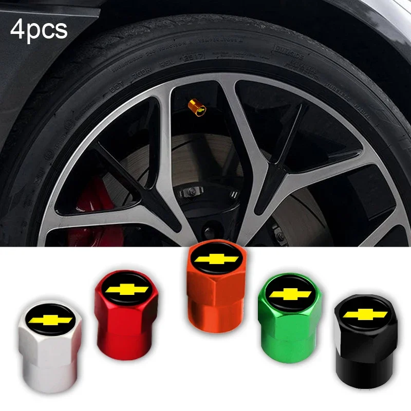 4Pcs Car Aluminum Metal Wheel Tire Valve Caps Car Accessories For Chevrolet Colorado Cruze Spark Captiva Malibu Trax Aveo Camaro