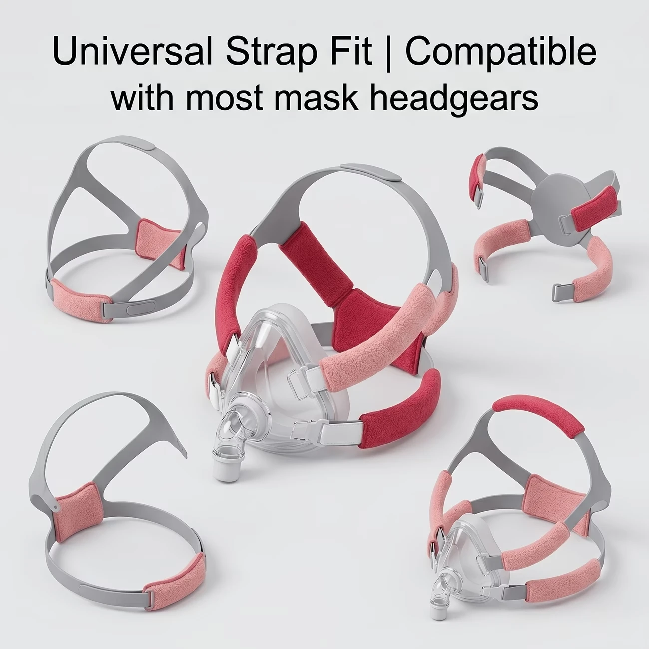 Pap Mask Cover 6-Piece Set with Mask Pads Cpap Comfort Pads Cpap Mask Cover Compatible with Full Face Masks to Reduce Headband Pressure and Cheek Pressure Marks, Extend Usage Time