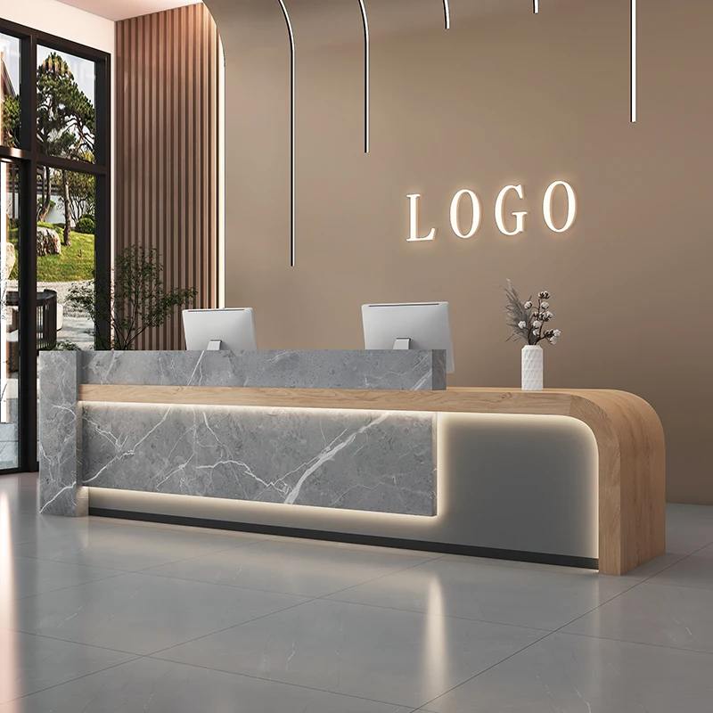 Simple Modern Desks Company High Quality Design Industrial Adult Elegant Service Work Desk Reception Escrivaninha Furniture