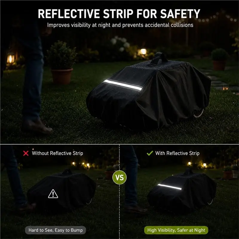 UISN Robotic Lawn Mower Cover With Reflective Strip, Outdoor Robot Lawn Mower Protective Cover Part