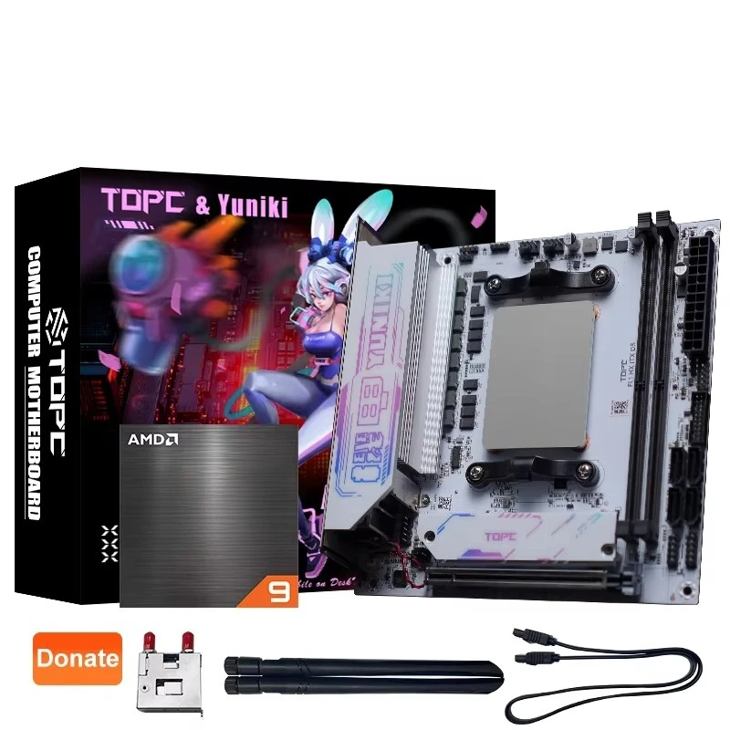 TOPC Ryzen 9 7945HX Mini ITX Motherboard Combo for Gaming PC Desktop Mini PC Build DDR5 RAM NVMe SSD Support 16 Core 5.4GHz