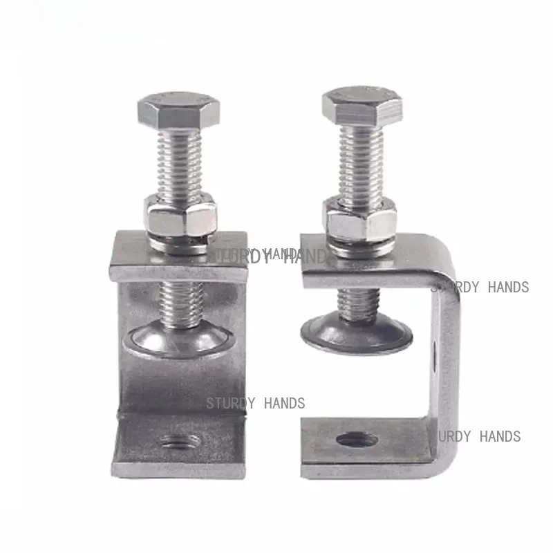 304 stainless steel clip Adjustable C-clamp Square steel pipe clamp hexagonal bolt Hardware tool fasteners Desk Fixed Holder