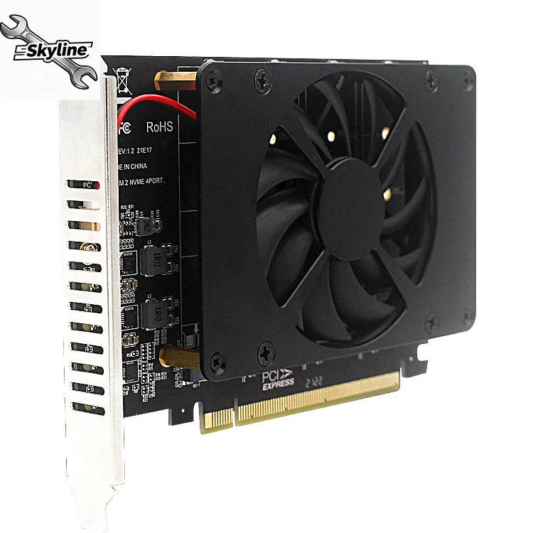 PCIEX16 NVME M2 MKEY SSD RAID Array Expansion Adapter Card Motherboard PCIE Split Card With Cooling Fan Easy To Use
