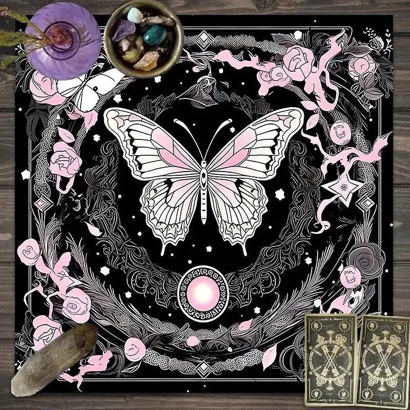 VIKAMA Astrology Wheel Zodiac Sacred Geometry Tarot Tablecloth Mystical Occult Altar Cloth Divination Mat Durable Home Decor