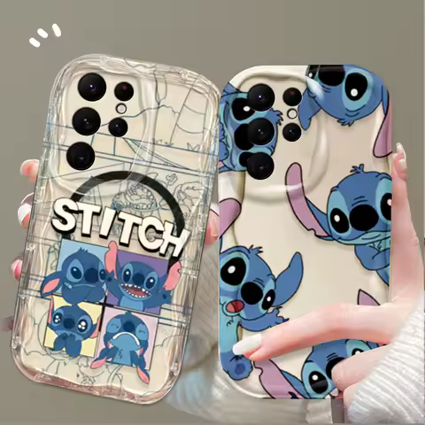 Cute Disney Cartoon Stitch Case For Samsung Galaxy S25 S24 Ultra S23 S22 S21 Plus FE A56 A36 A26 A16 A06 A15 A25 A35 A55 5G