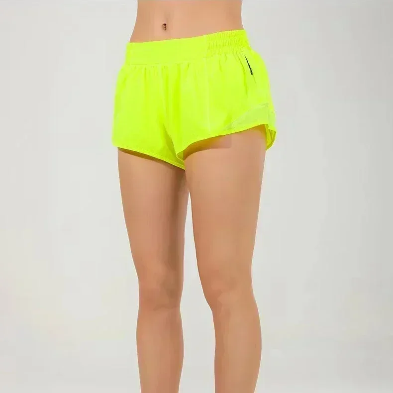 Lemon Hotty-pantalones cortos de Yoga para mujer, Shorts atléticos de tiro bajo, microelásticos, con forro, para entrenamiento, correr, deportes, Control de barriga