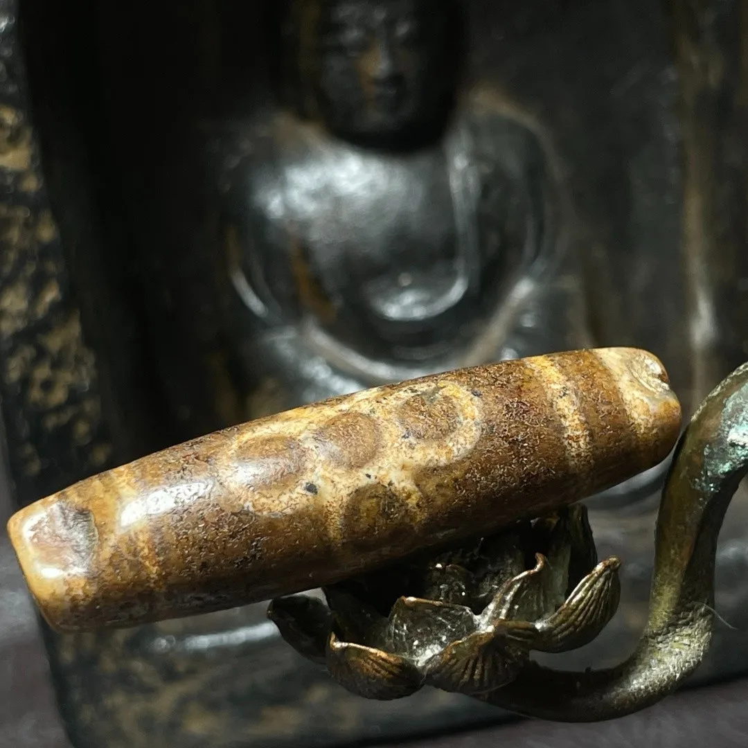 Tibetan Nepalese Himalayan Bead Ancient agate Old Dzi Talisman 5 eye Bead Amulet